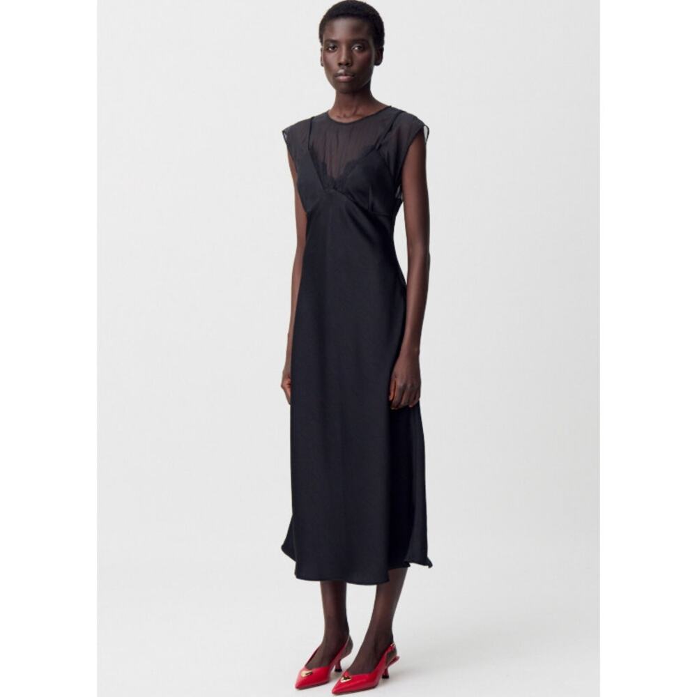 Claudie Pierlot Flowy Organza Lace Long Dress (Size 36)